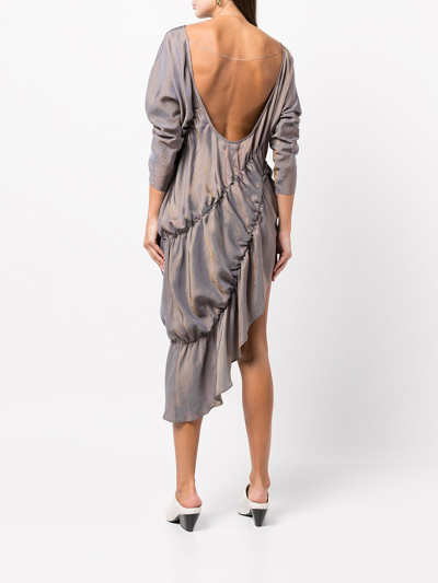 Shop Rui Asymmetric Metallic-finish Dress In Metallic Lilac