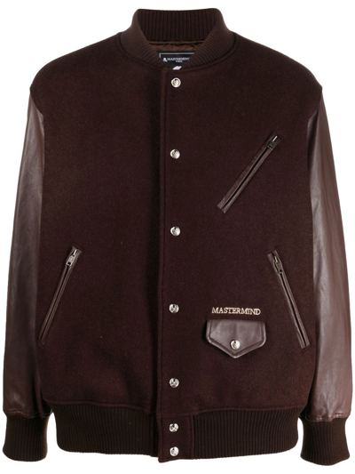 Shop Mastermind Japan Two-tone Bomber Jacket In Brown