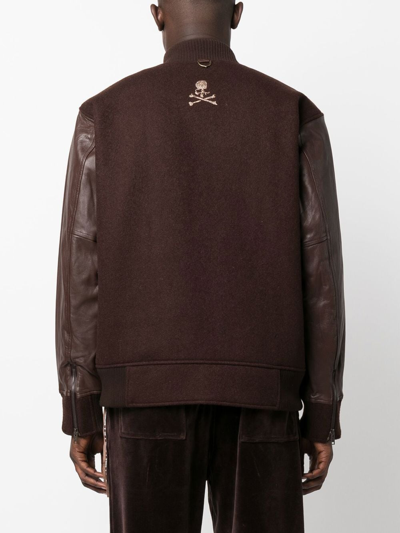 Shop Mastermind Japan Two-tone Bomber Jacket In Brown