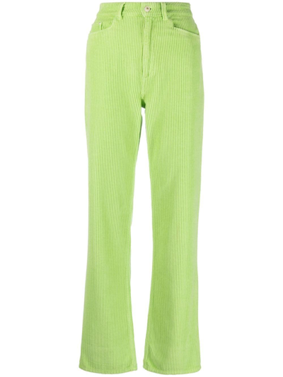 Shop Wandler High-waisted Corduroy Trousers In Green