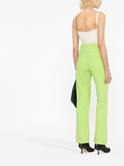 Shop Wandler High-waisted Corduroy Trousers In Green