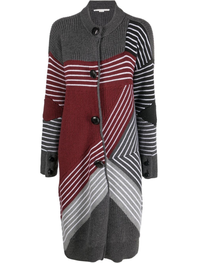 Shop Stella Mccartney S By S 3d Striped Virgin Wool Cardi-coat In Grey