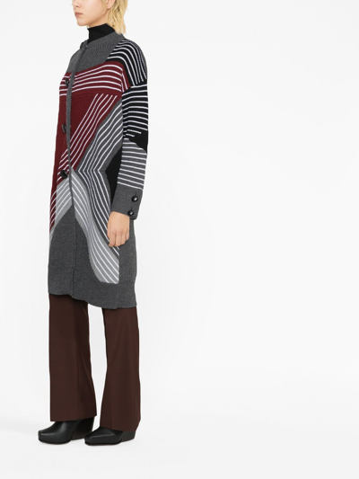 Shop Stella Mccartney S By S 3d Striped Virgin Wool Cardi-coat In Grey