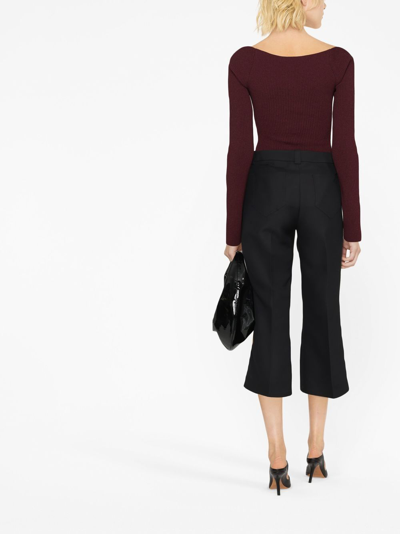 Shop Khaite Melie Cropped Tailored Trousers In Black