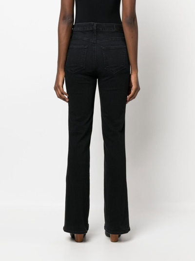 Shop Paige High-rise Flared Jeans In Black