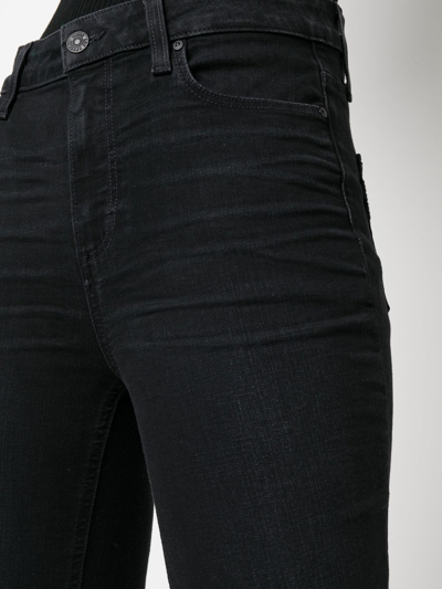 Shop Paige High-rise Flared Jeans In Black