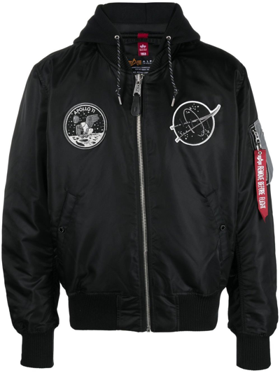 Shop Alpha Industries Graphic-print Bomber-jacket In Black