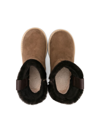 Shop Il Gufo Logo-patch Snow Boots In Brown