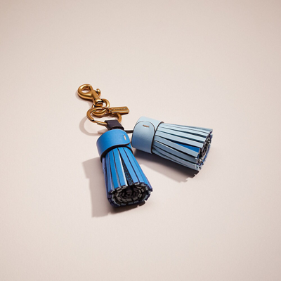 Shop Coach Remade Colorblock Tassel Bag Charm In Blue