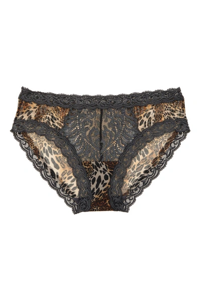 Shop Natori Feathers Hipster Panty In Coal Luxe Leopard Print