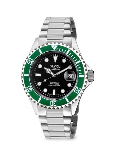 Shop Gevril Men's Wall Street 43mm Swiss Automatic Stainless Steel Bracelet Watch In Black