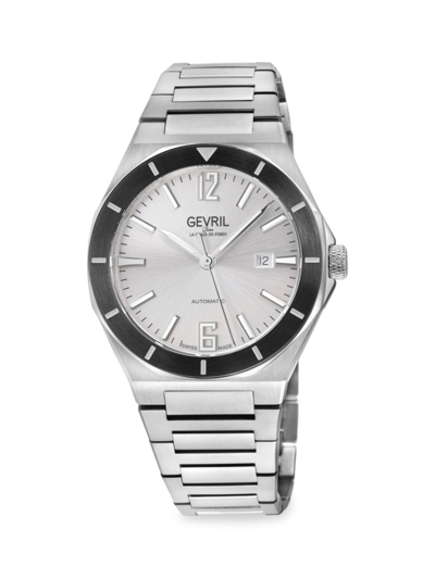 Shop Gevril Men's High Line 43mm Swiss Automatic Stainless Steel Bracelet Watch In Sapphire