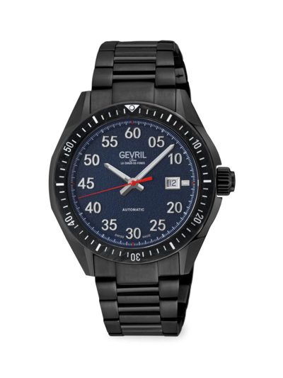 Shop Gevril Men's Ascari 42mm Swiss Automatic Stainless Steel Bracelet Watch In Black
