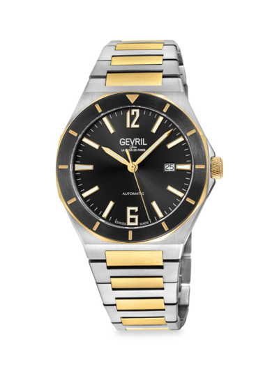 Shop Gevril Men's High Line 43mm Swiss Automatic Two Tone Stainless Steel Watch In Neutral