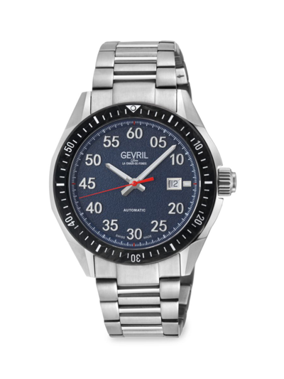 Shop Gevril Men's Ascari 42mm Swiss Automatic Stainless Steel Bracelet Watch In Sapphire