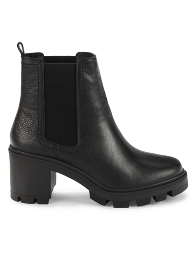 Shop Splendid Women's Melisa Block Heel Leather Chelsea Boots In Black