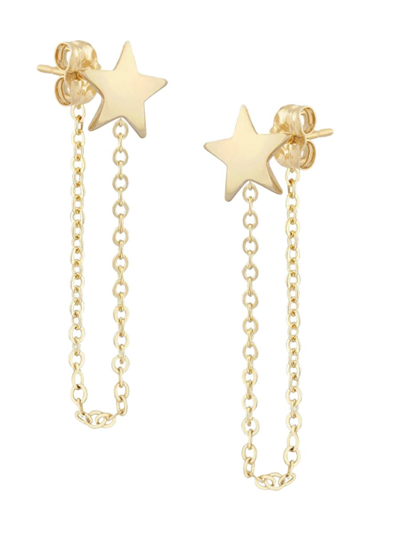 Shop Nancy B Women's 14k Yellow Gold Chain Star Drop Earrings