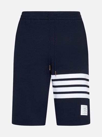 Shop Thom Browne Cotton 4-bar Shorts In Navy