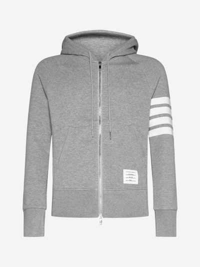 Shop Thom Browne Cotton 4-bar Hoodie In Light Grey