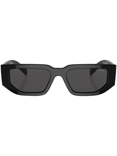 Shop Prada Rectangular-frame Logo Sunglasses In Black