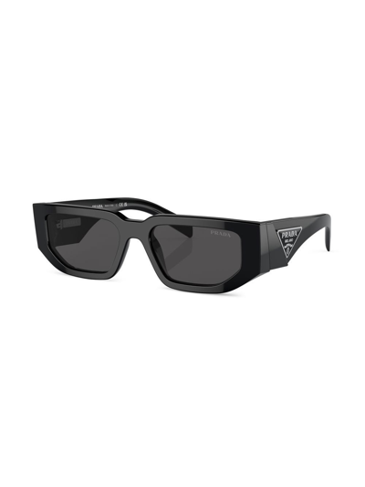 Shop Prada Rectangular-frame Logo Sunglasses In Black