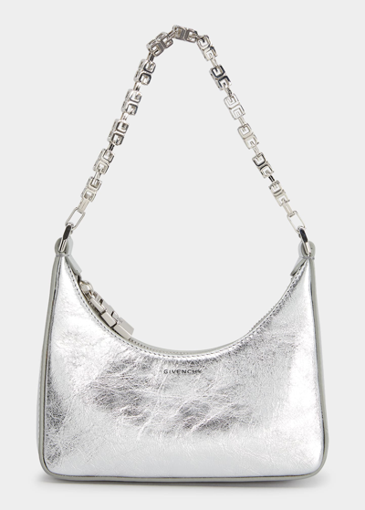 Shop Givenchy Mini Moon Cutout Shoulder Bag In 070 Silvery Grey