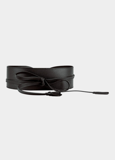 Shop Vaincourt Paris L'ingenieuse Pebbled Leather Belt In 01 Black