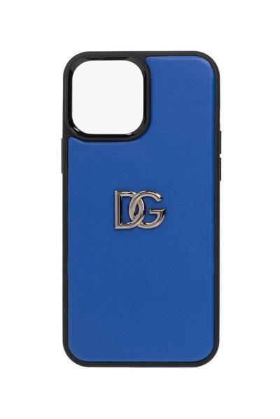Shop Dolce & Gabbana Dg Plaque Iphone 13 Pro Max Case In Blue