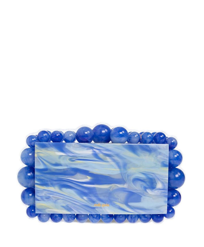 Shop Cult Gaia Eos Beaded Marbled Pattern Clutch Bag In Blue