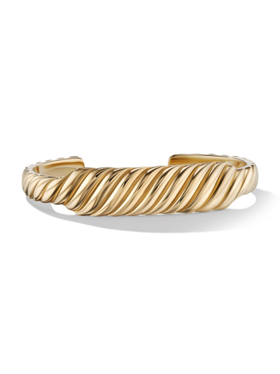 Shop David Yurman Women's Sculpted Cable 18k Yellow Gold Bracelet Cuff