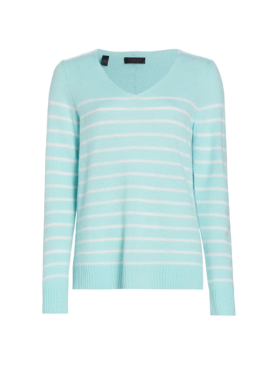 Shop Saks Fifth Avenue Women's Collection Striped Sweater In Sky Blue