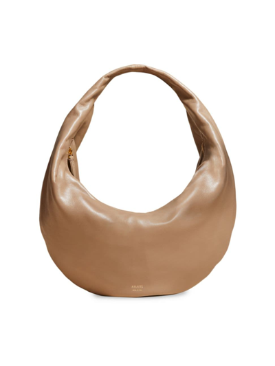 Shop Khaite Women's Medium Olivia Vintage Leather Hobo Bag In Taupe