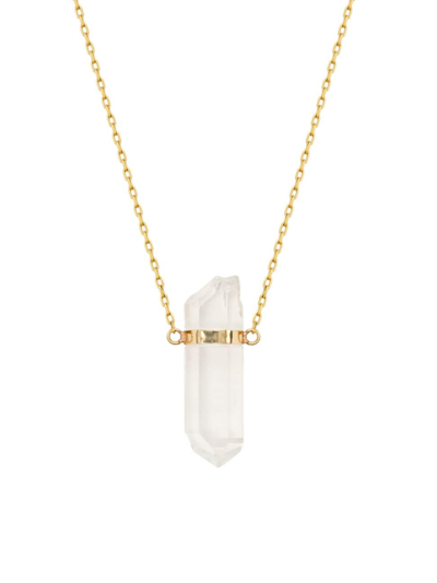 Shop Jia Jia Women's Small 14k Yellow Gold & Crystal Quartz Bar Pendant Necklace In Clear Gold