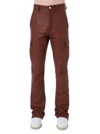 Shop Amiri Men's Leather Cargo Pants In Brown