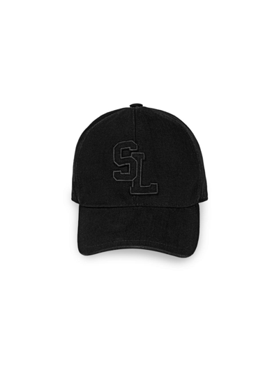Shop Saint Laurent Women's Sl Cotton Baseball Cap In Black