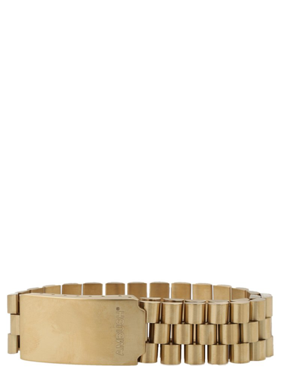 Shop Ambush Roll Chain Logo Engraved Bracelet In Gold