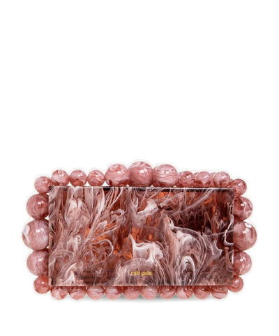 Shop Cult Gaia Eos Beaded Marbled Pattern Clutch Bag In Red