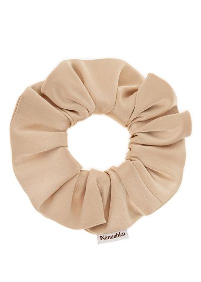 Shop Nanushka Lou Scrunchie In Beige