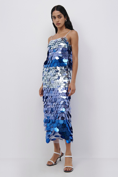 Shop Jonathan Simkhai Elvira Ombre Sequin Midi Skirt In Light Sky Multi
