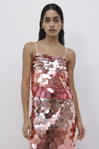 Shop Jonathan Simkhai Nikky Ombre Sequin Camisole In Peony Multi