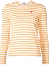Comme Des Garçons Play Comme Des Garcons Play Small Red Heart Striped Tee In Yellow