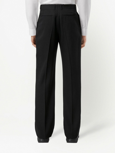 Burberry Wide Leg Tailored Wool Trousers In Black