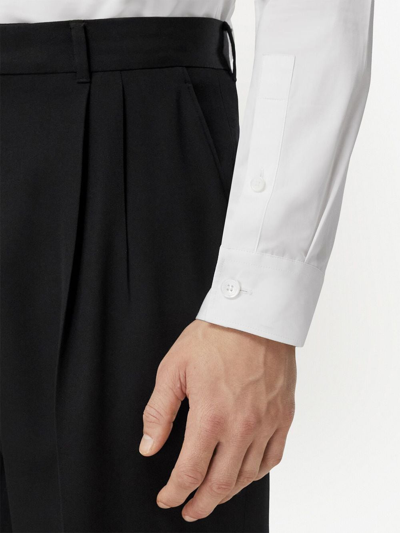 Burberry Wide Leg Tailored Wool Trousers In Black