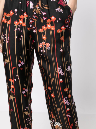 Shop Red Valentino Star-print Silk Trousers In Black
