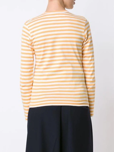 Shop Comme Des Garçons Play Mini-heart Striped T-shirt In Yellow