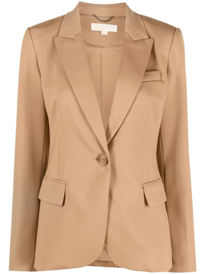 Shop Michael Michael Kors Single-breasted Tailored Blazer In Brown