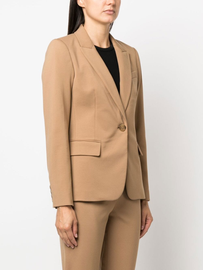 Shop Michael Michael Kors Single-breasted Tailored Blazer In Brown