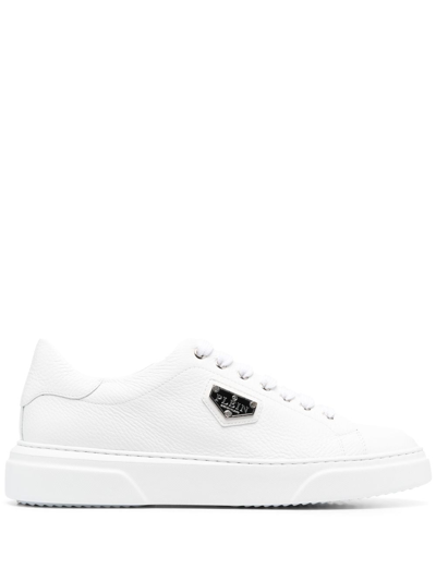 Shop Philipp Plein Iconic Plein Low-top Sneakers In White