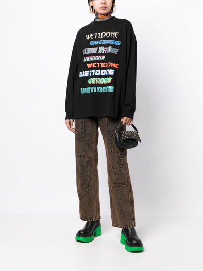 We11 Done Multi-logo Cotton Sweatshirt In Black