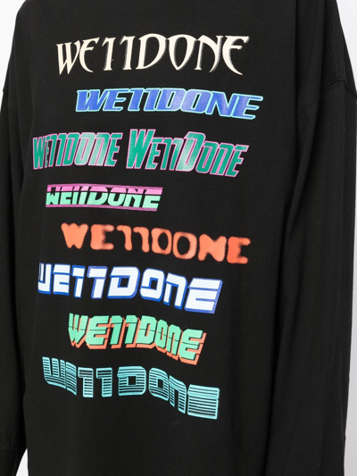 We11 Done Multi-logo Cotton Sweatshirt In Black